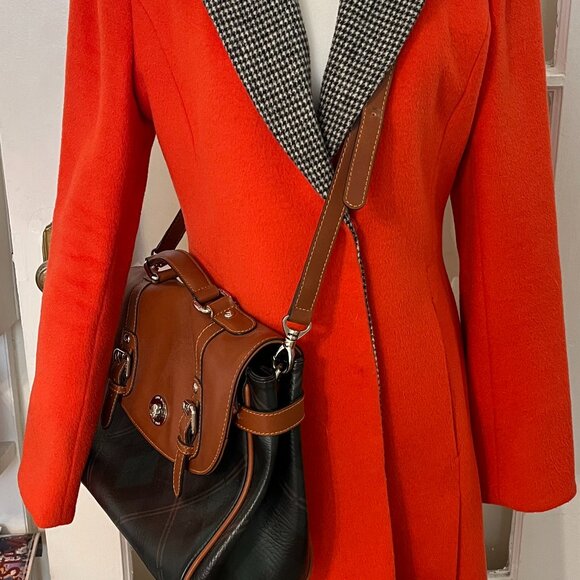 COPY Satchel Crossbody – Faux Leather Plaid & Cognac Brown - Picture 15 of 15